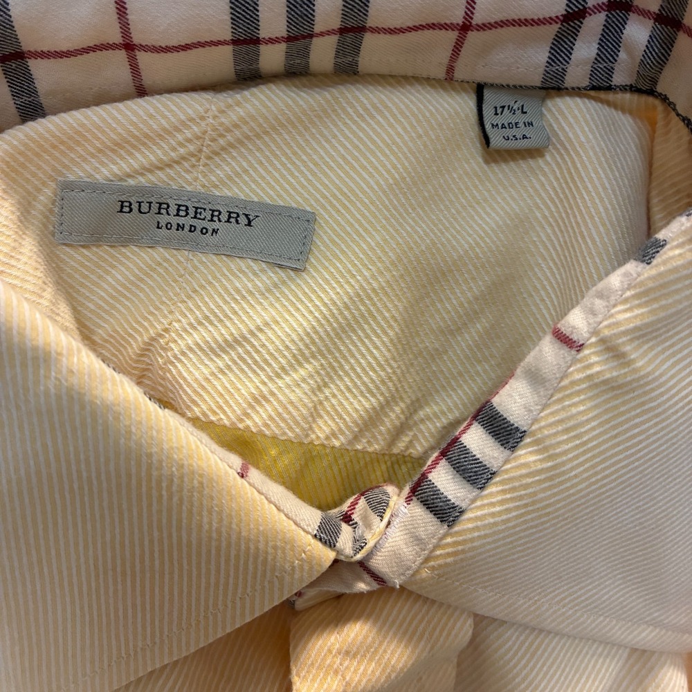 Burberry London Shirt Mens Size 17.5-L Nova Check Flip Cuff USA Made Designer - Picture 5 of 11